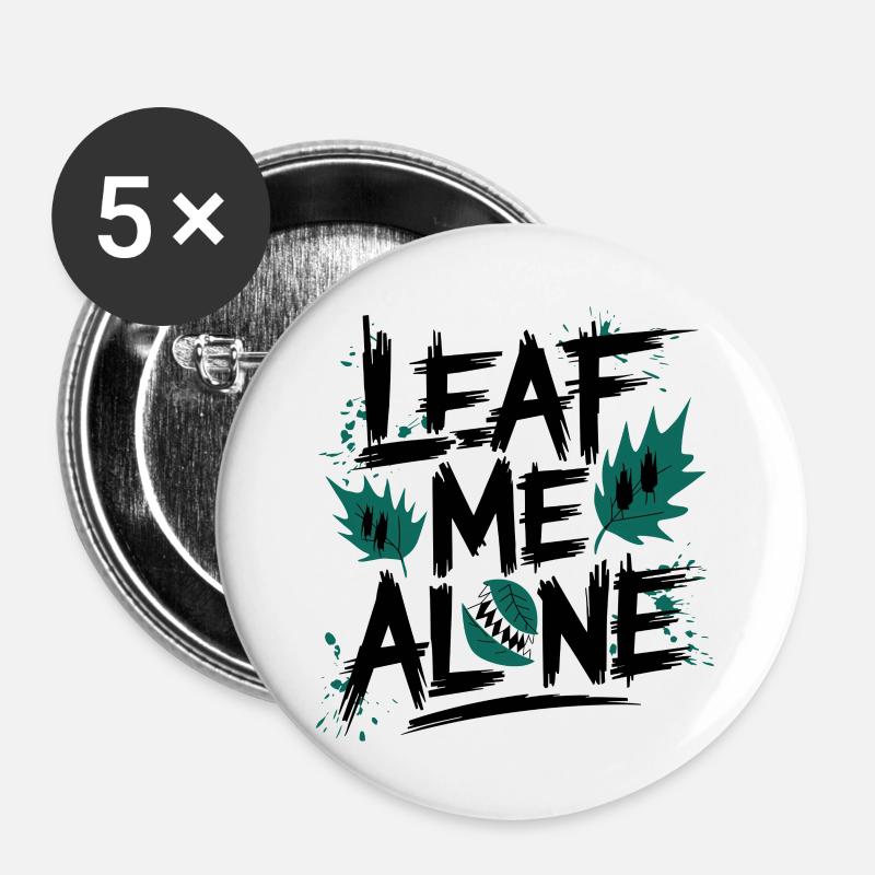 Leaf Me Alone - Buttons large 2.2''/56 mm (5-pack) - white