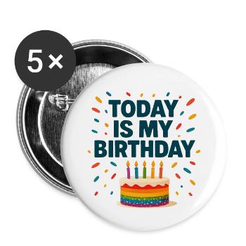 Geburtstag 2 - Buttons groß 56 mm (5er Pack) - Weiß - Vorne