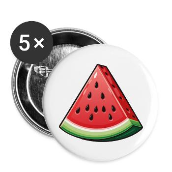 Melone Melon Obst Frucht Früchte Zeichnung - Buttons groß 56 mm (5er Pack) - Weiß - Vorne