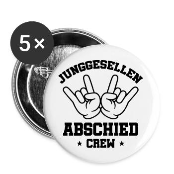 Junggesellenabschied Crew Jga Party - Buttons groß 56 mm (5er Pack) - Weiß - Vorne