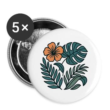 Aloha Flora - Buttons groß 56 mm (5er Pack) - Weiß - Vorne