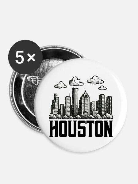 houston stadt - Buttons groß 56 mm (5er Pack) - Weiß