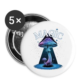 Magischer Pilz im Sternenlicht - Buttons groß 56 mm (5er Pack) - Weiß - Vorne