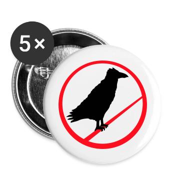 Corbeau assis interdit Rod Corde signe Note - Lot de 5 grands badges (56 mm) - blanc - Devant