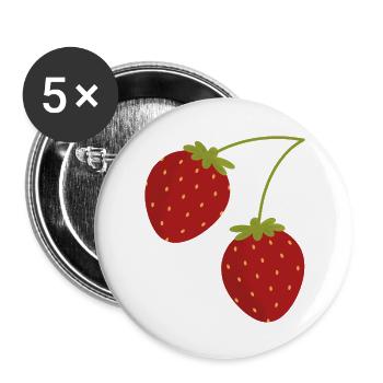 Strawberries - Buttons large 2.2''/56 mm (5-pack) - white - Front