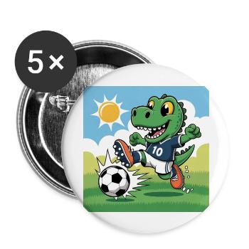 Dino Football - Lot de 5 grands badges (56 mm) - blanc - Devant