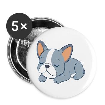 Blue French Bulldog Sleeping - Buttons large 2.2''/56 mm (5-pack) - white - Front