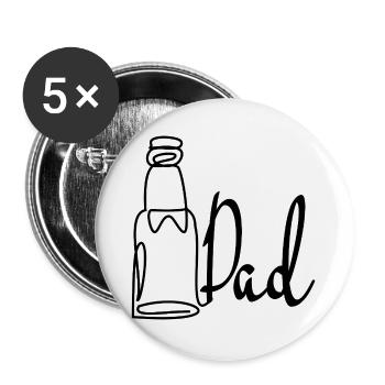 Line Art Dad Father's Day Beer - Buttons large 2.2''/56 mm (5-pack) - white - Front