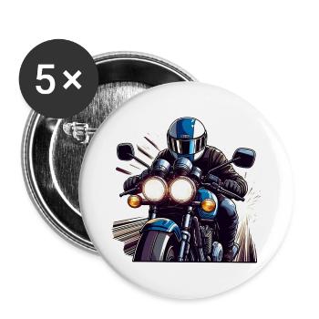 Retro Speed Biker - Buttons groß 56 mm (5er Pack) - Weiß - Vorne
