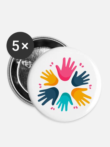 Solidarität - Buttons groß 56 mm (5er Pack) - Weiß