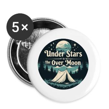 Campingszene unter Sternen - Mond - Buttons groß 56 mm (5er Pack) - Weiß - Vorne