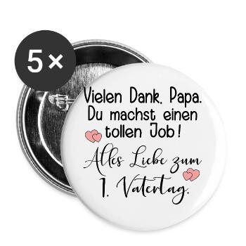 ALLES LIEBE ZUM 1. VATERTAG BABY PAPA KOMPLIMENTE - Buttons groß 56 mm (5er Pack) - Weiß - Vorne
