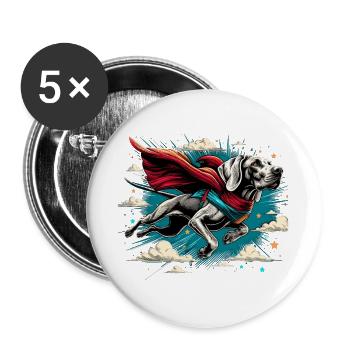 Super Hund Weimaraner Weimi Cape Umhang Geschenk - Buttons groß 56 mm (5er Pack) - Weiß - Vorne