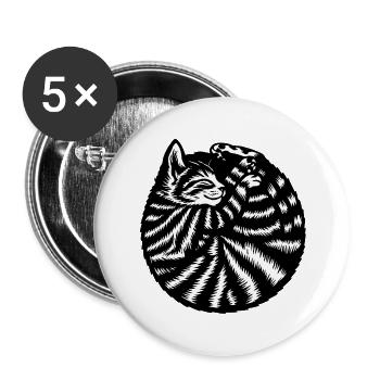 Cat Cat cute - Buttons large 2.2''/56 mm (5-pack) - white - Front