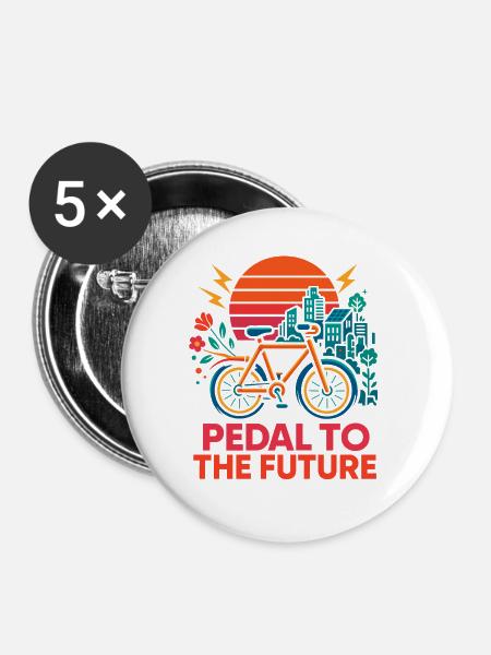 Pedal to the Future - Buttons groß 56 mm (5er Pack) - Weiß