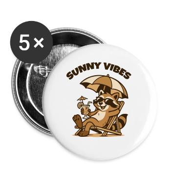 Sunny Vibes Strand-Raccoon - Buttons groß 56 mm (5er Pack) - Weiß - Vorne