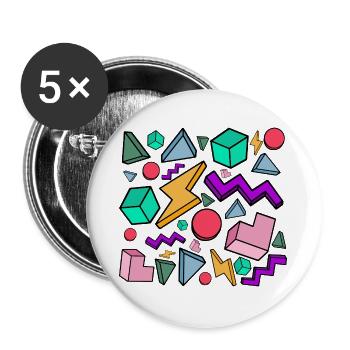 Années 80 Esthétique Vintage Rétro - Lot de 5 grands badges (56 mm) - blanc - Devant