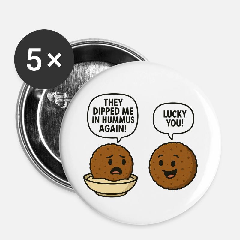Falafel Talk - Buttons groß 56 mm (5er Pack) - Weiß