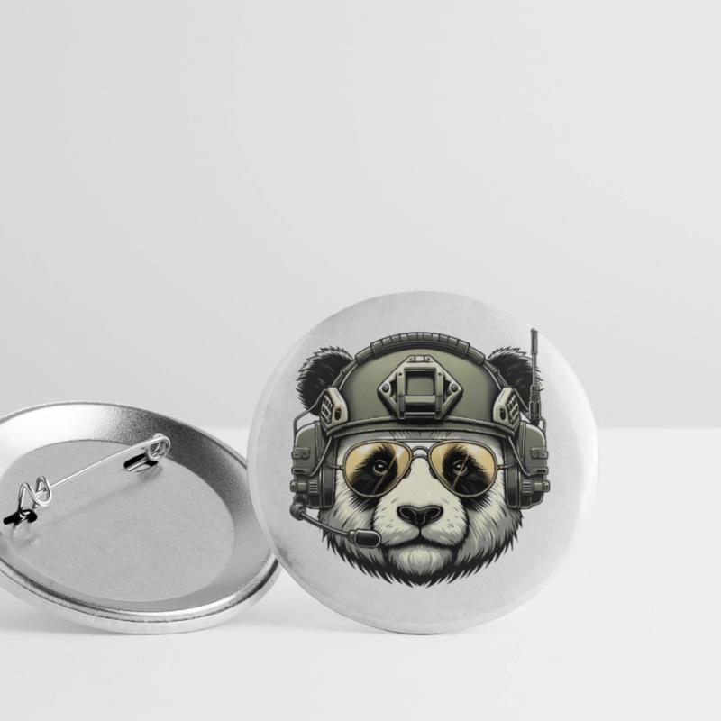 Panda Military Army Design Buttons large 2.2''/56 mm (5-pack)