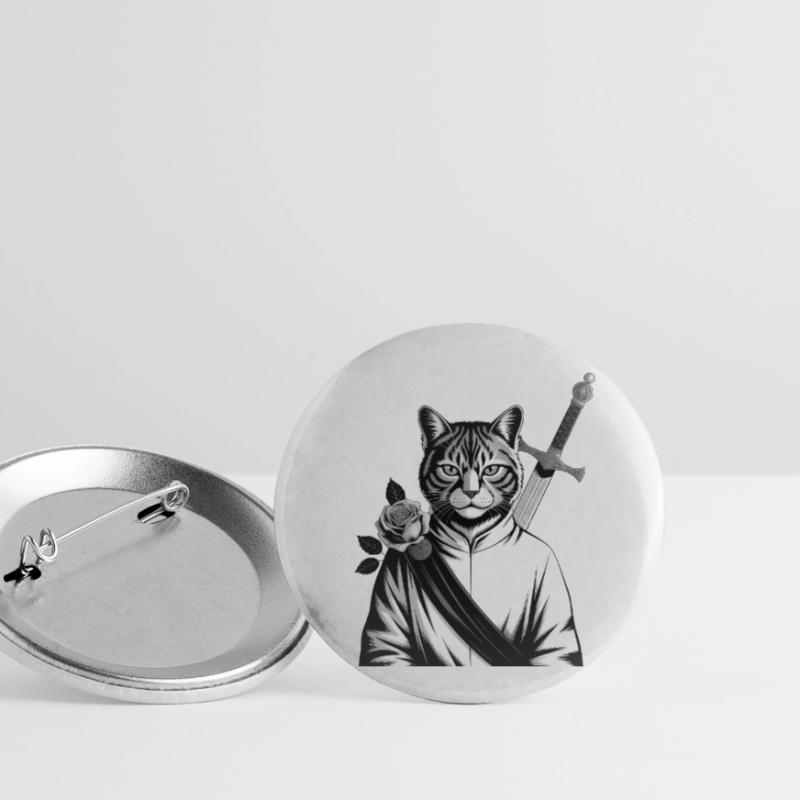 Die Samurai-Katze, die Bushido-Katze Buttons groß 56 mm (5er Pack)