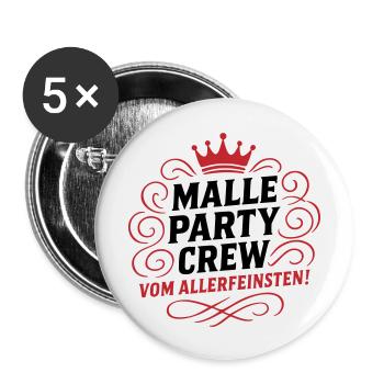 Malle Party Crew Vom Allerfeinsten - Buttons groß 56 mm (5er Pack) - Weiß - Vorne