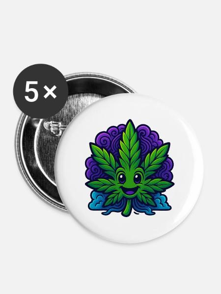 Canabliss - Buttons groß 56 mm (5er Pack) - Weiß