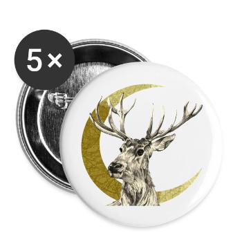 Cerf - Lot de 5 grands badges (56 mm) - blanc - Devant