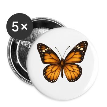 Papillons monarques – délicats et majestueux - Lot de 5 grands badges (56 mm) - blanc - Devant
