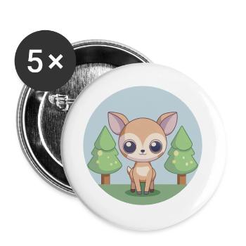 Entzückendes kleines Rehkitz im Wald - Buttons groß 56 mm (5er Pack) - Weiß - Vorne