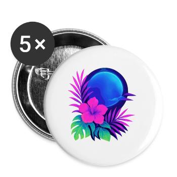 Neon Tropic Moon - Buttons large 2.2''/56 mm (5-pack) - white - Front
