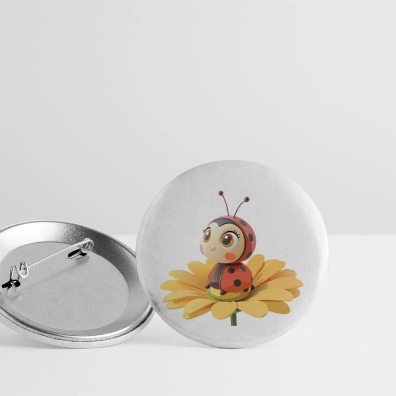 Süßer Marienkäfer auf einer Blume Buttons groß 56 mm (5er Pack)