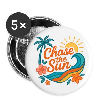 chase the sun | Sommer Design - Buttons groß 56 mm (5er Pack) - Weiß - Vorne