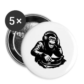 DJ The Monkey Dance Banksy Style - Buttons large 2.2''/56 mm (5-pack) - white - Front