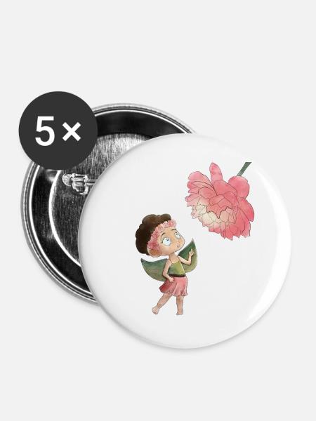 Magical fairy with peony - Buttons large 2.2''/56 mm (5-pack) - white