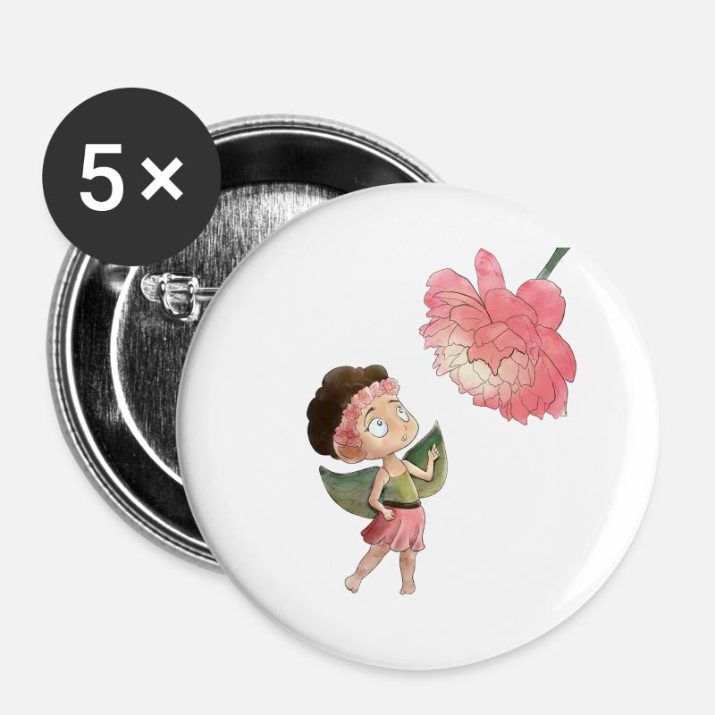 Magical fairy with peony - Buttons large 2.2''/56 mm (5-pack) - white