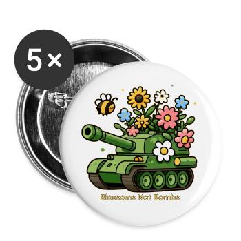 Des fleurs, pas des bombes - Lot de 5 grands badges (56 mm) - blanc - Devant