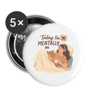 Mentally on Airplane Mode – Cozy Shirt for Introve - Buttons large 2.2''/56 mm (5-pack) - white - Front