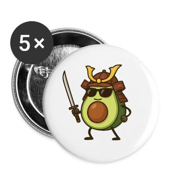 Avocado Samurai - Buttons large 2.2''/56 mm (5-pack) - white - Front