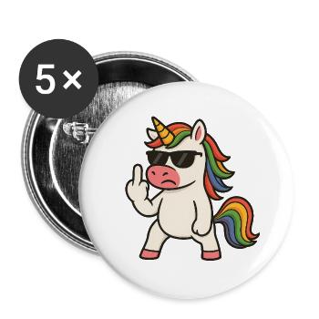 Middle finger unicorn - Buttons large 2.2''/56 mm (5-pack) - white - Front