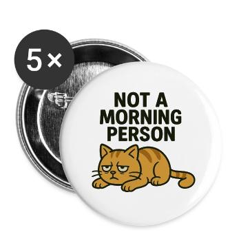 Tired cat - Buttons large 2.2''/56 mm (5-pack) - white - Front