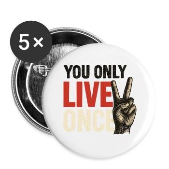 You only live vintage once - Buttons large 2.2''/56 mm (5-pack) - white - Front