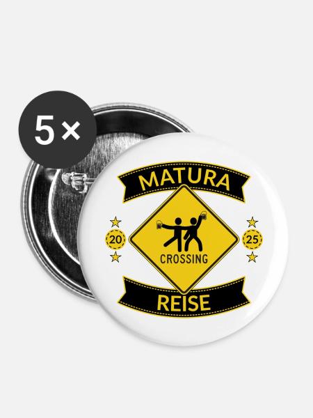 Maturareise crossing 25 - Buttons groß 56 mm (5er Pack) - Weiß