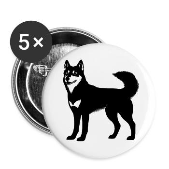 Husky silhouette dog pet sled dog - Buttons large 2.2''/56 mm (5-pack) - white - Front