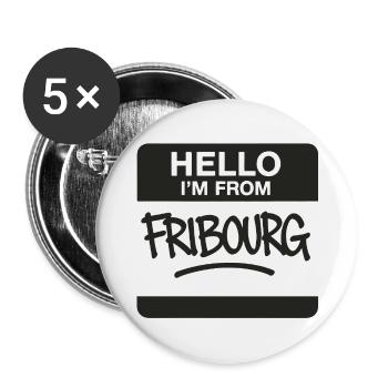 Fribourg Graffiti Sticker - Buttons groß 56 mm (5er Pack) - Weiß - Vorne