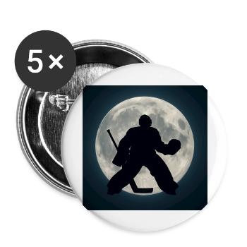 Sport - Eishockey, Torwart im Mondschein - Buttons groß 56 mm (5er Pack) - Weiß - Vorne