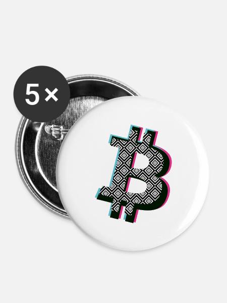 Bitcoin B Popart - Buttons groß 56 mm (5er Pack) - Weiß