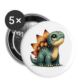 Stegosaurus Baby Dino Babydino Dinobaby Gift - Buttons large 2.2''/56 mm (5-pack) - white - Front