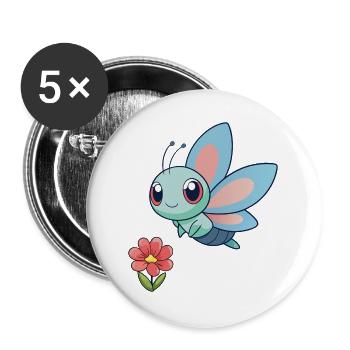 Baby Colorful Dragonfly Near a Flower - Buttons large 2.2''/56 mm (5-pack) - white - Front