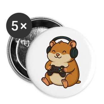 Gamer Hamster – Funny animal motif for gamers & Ne - Buttons large 2.2''/56 mm (5-pack) - white - Front