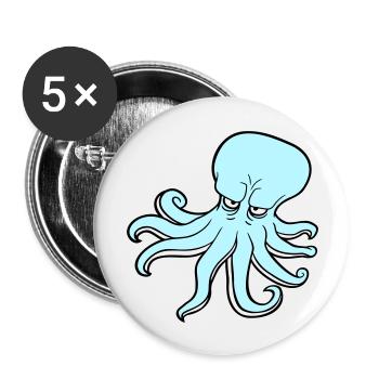 Pieuvre Pieuvre Pieuvre Calmar Céphalopode Mauvais œil - Lot de 5 grands badges (56 mm) - blanc - Devant
